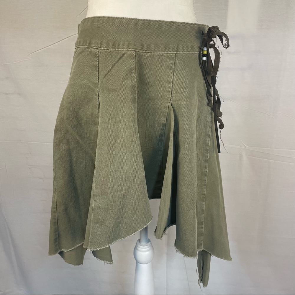 The Open‎ Product Olive Green Distressed Cotton Skirt 2